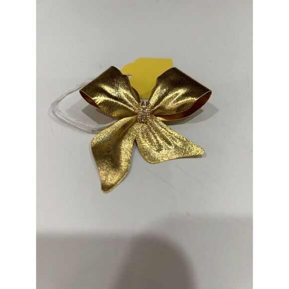 Vintage Tona Brooch Gold Tone Satin Bow Rhinestone Christmas Holiday Brooch. - Picture 3 of 7